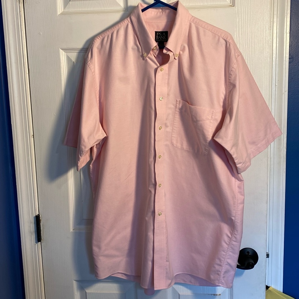 Jos. A Bank Men’s Travelers Collection, Short Sleeve, Button Down Pink Large